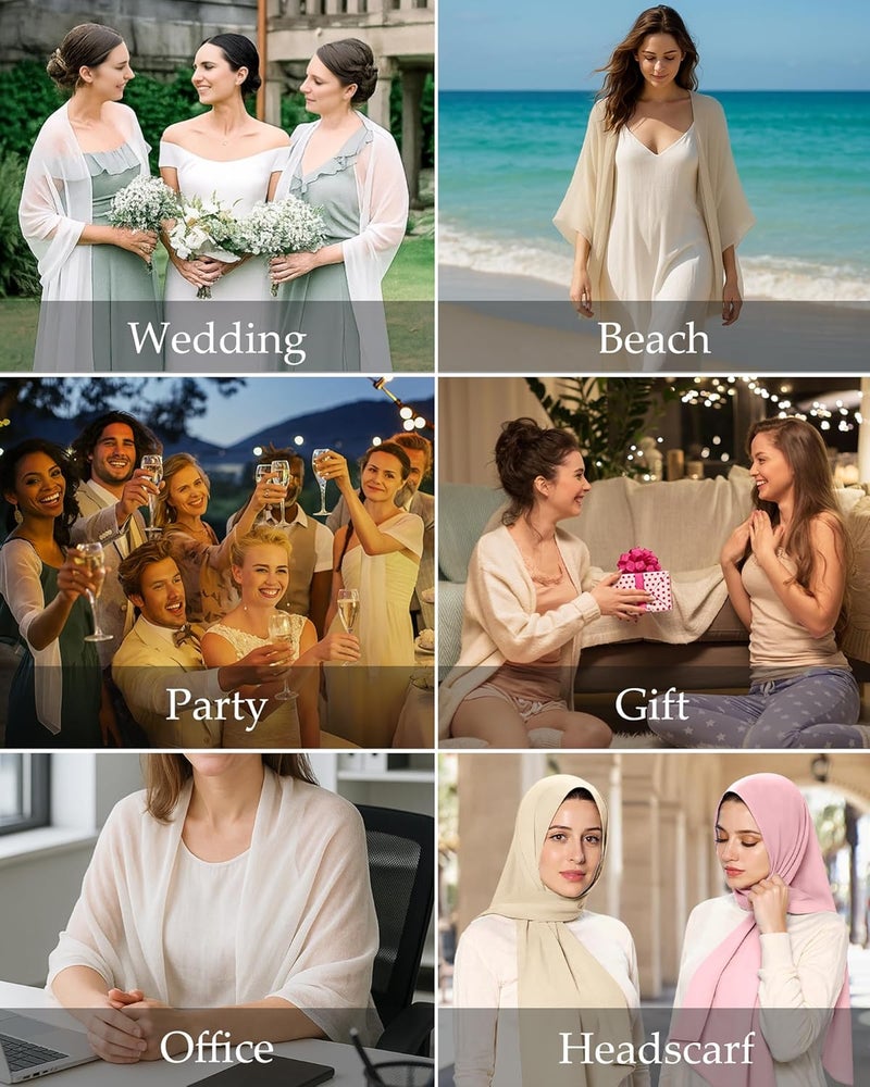 CHICGAL Shawls and Wraps for Evening Dresses Sheer Womens Chiffon Scarf Wedding Bridal Cover Up - Image 3